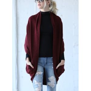 Burgundy Cocoon Cardigan